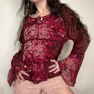 Y2K vintage burgundy blouse